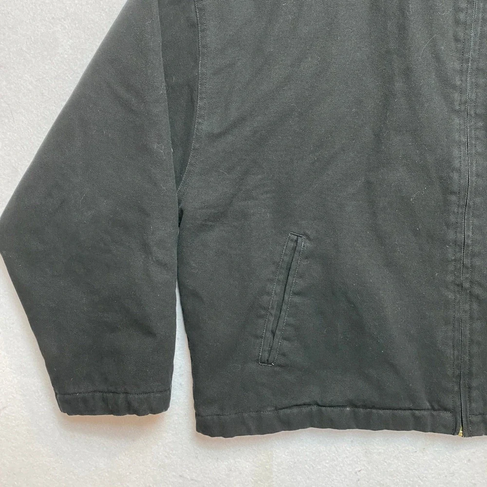 YoungLA Canvas Hooded Jacket Mens Large Black Quilted Lined Full Zip Workwear
